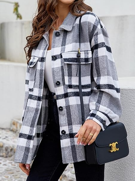 Urban Plaid Button Jacket