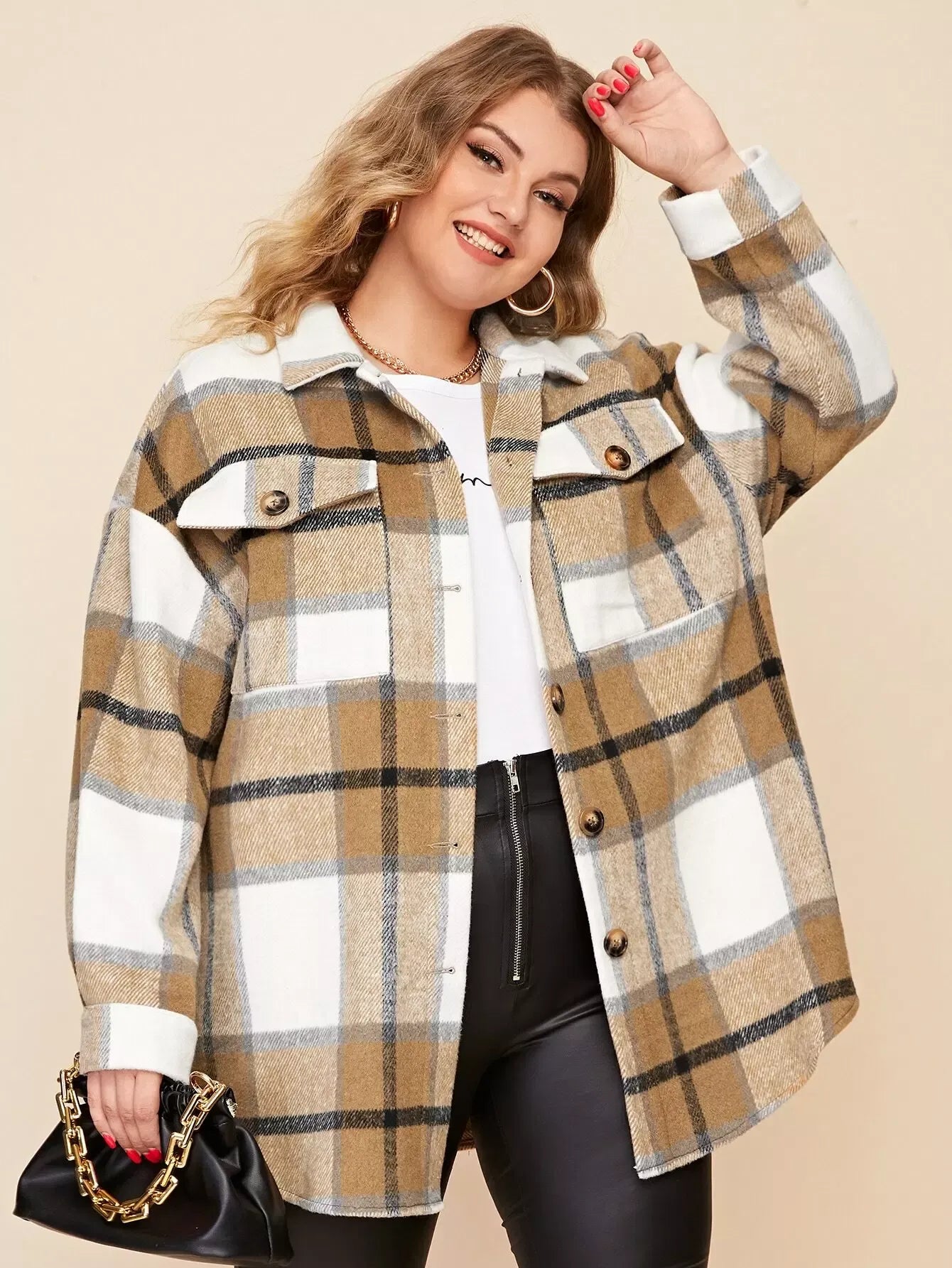 Urban Plaid Button Jacket