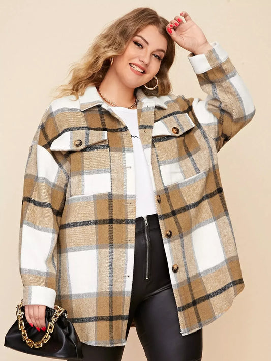 Urban Plaid Button Jacket