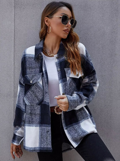 Urban Plaid Button Jacket