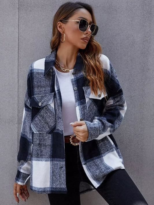 Urban Plaid Button Jacket