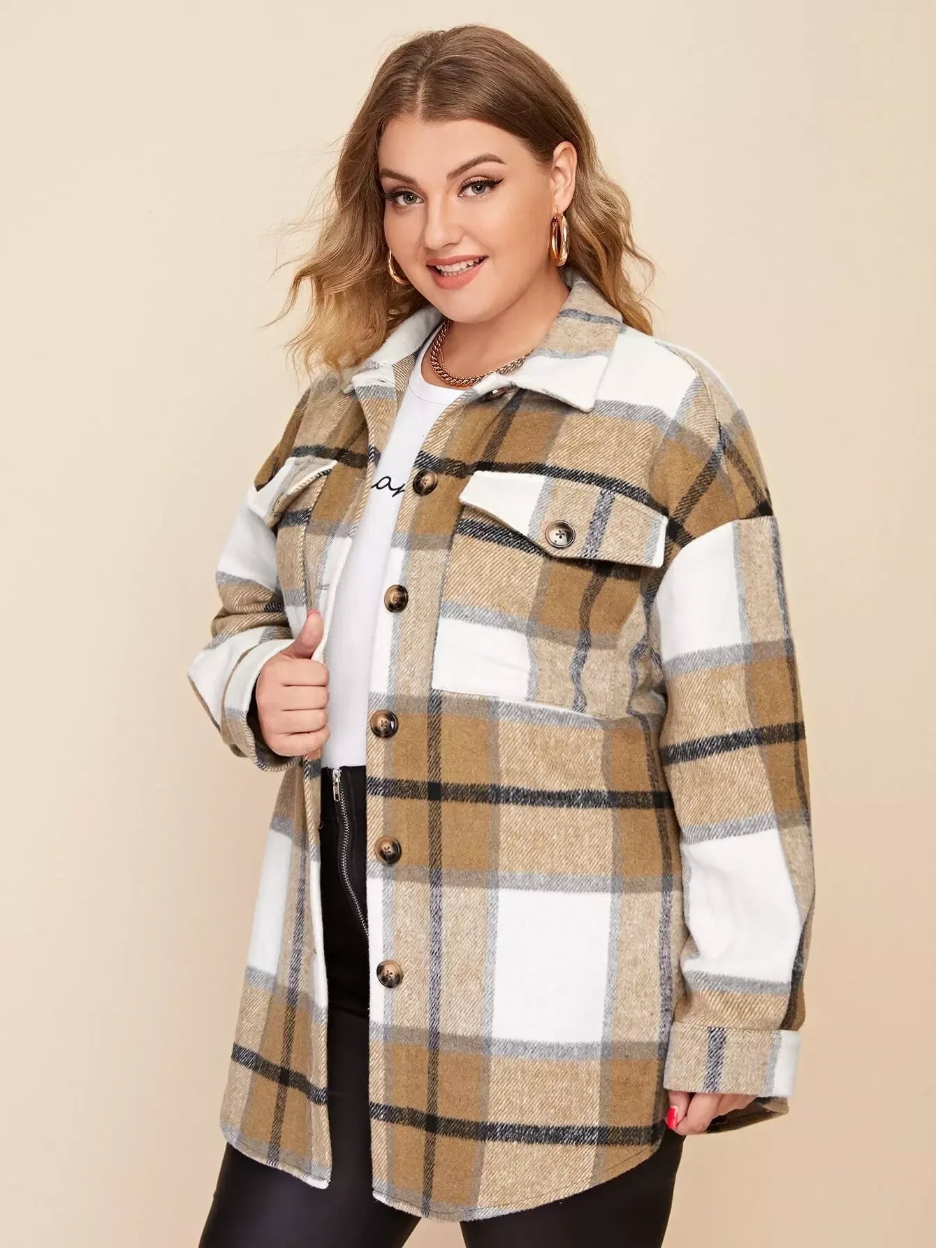 Urban Plaid Button Jacket