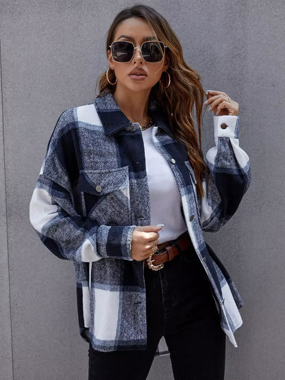 Urban Plaid Button Jacket