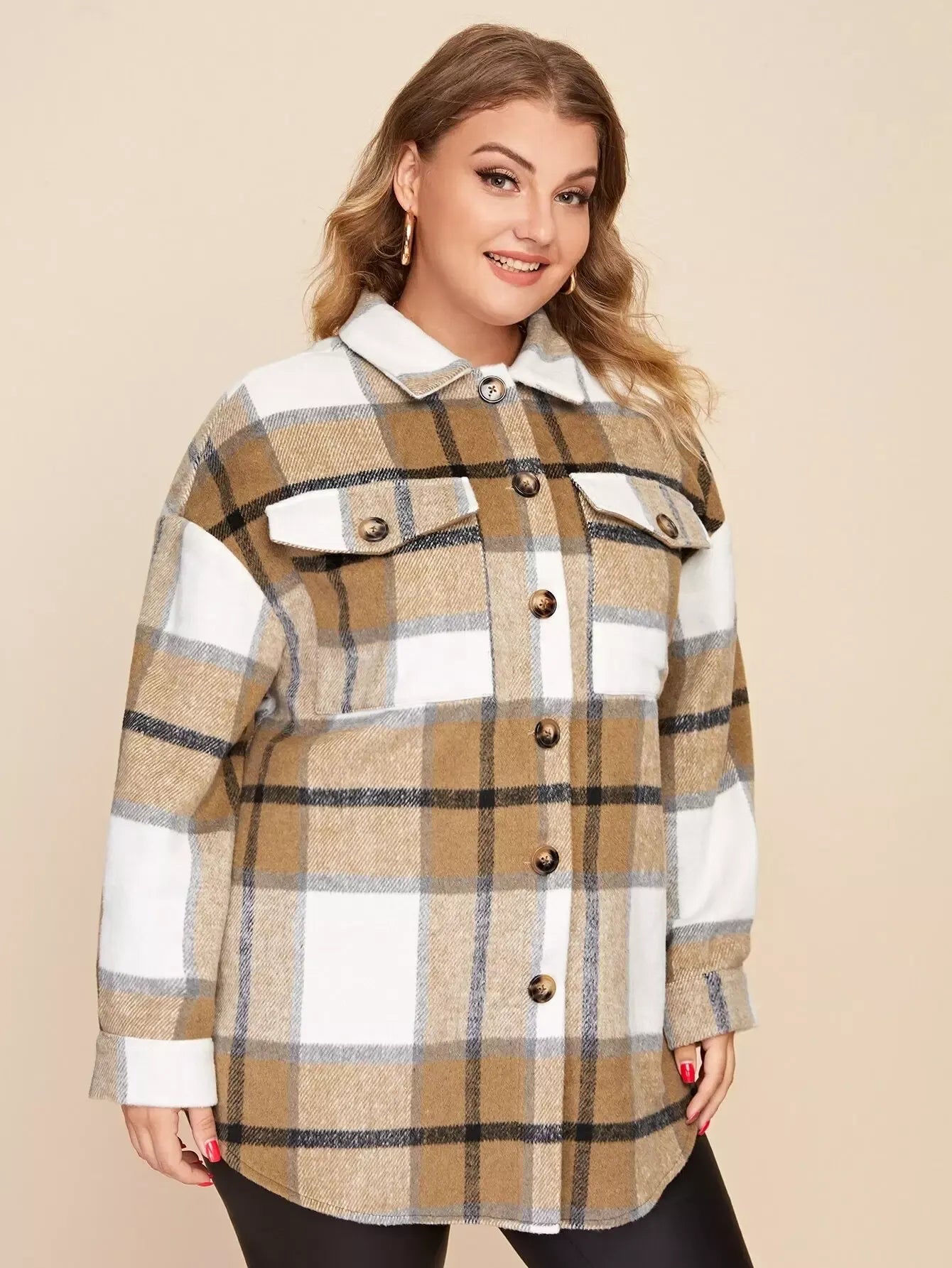 Urban Plaid Button Jacket
