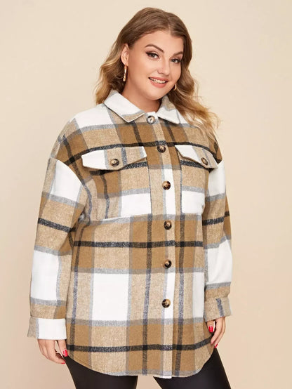 Urban Plaid Button Jacket