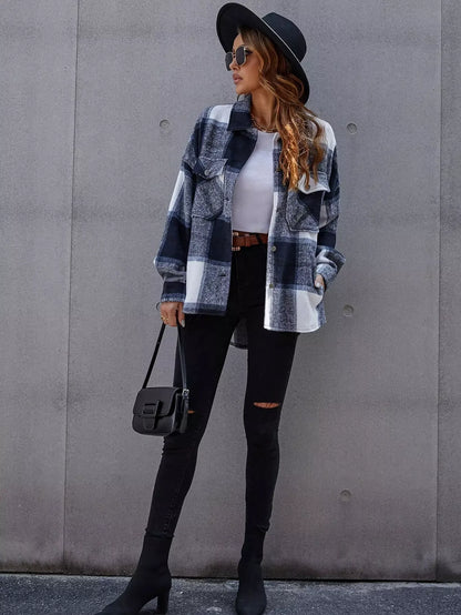 Urban Plaid Button Jacket