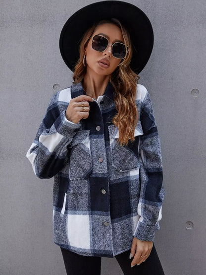Urban Plaid Button Jacket